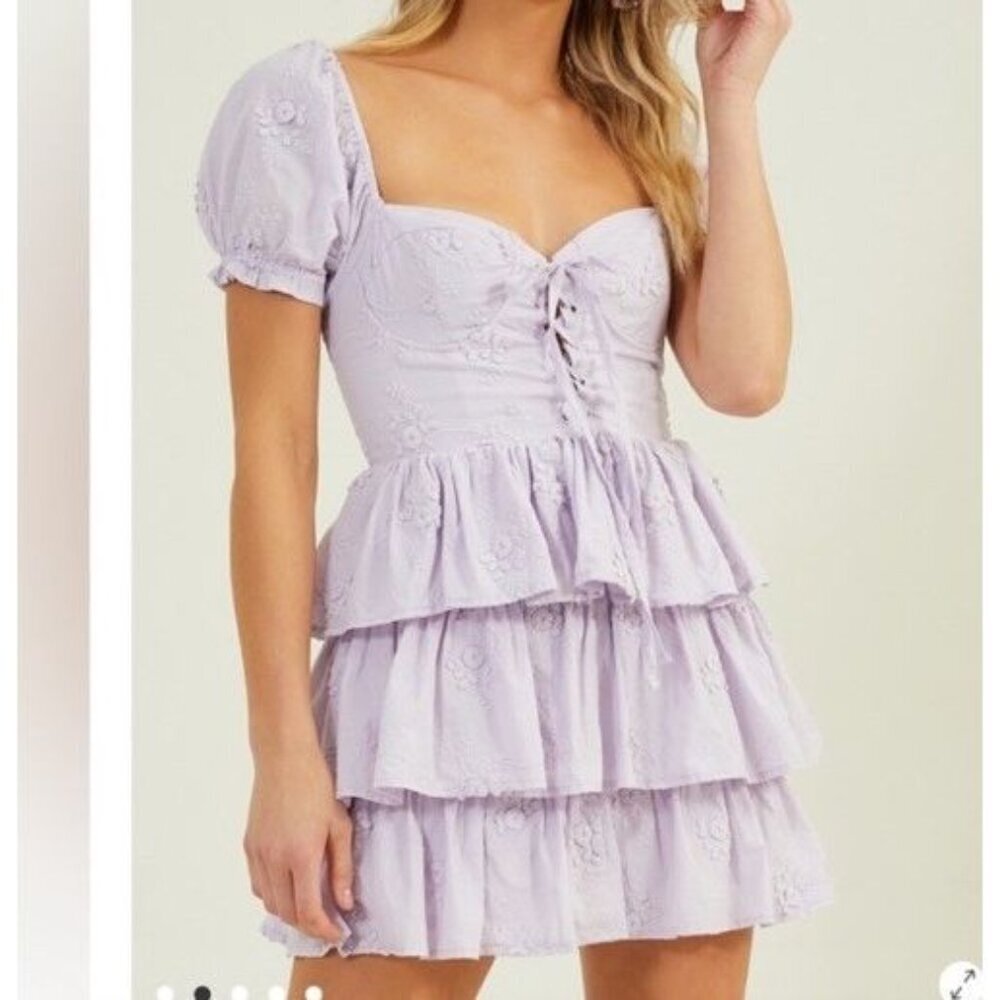 ALTAR’D STATE Lilac Dress Corset Bustier Lace Up Babydoll Coquette Y2k Fairy S